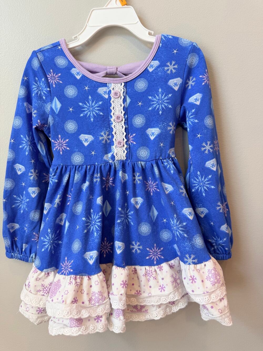 Always in Bloom Clothing Girls Size 3 Snowflake Twirl Dress Ruffle Winter Blue